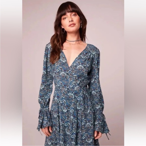 NWT Band Of The Free Jewel Teal Floral Wrap Maxi Dress - Picture 4 of 12